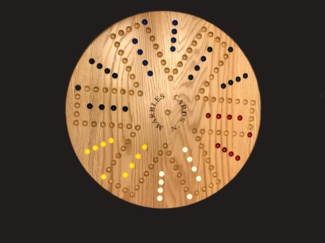 24" Oak 4&8 Player Cards 'N Marbles Game - Big Marbles