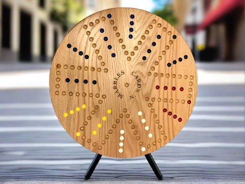 24" Oak 4&6 Player Cards 'N Marbles Game