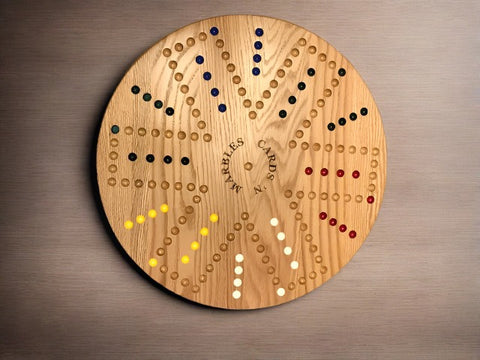 18” Oak 4&6 Player Card 'N Marbles Game