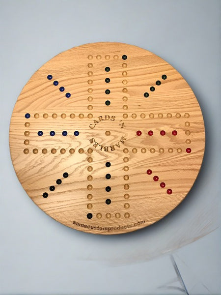 24" Oak 4&6 Player Cards 'N Marbles Game
